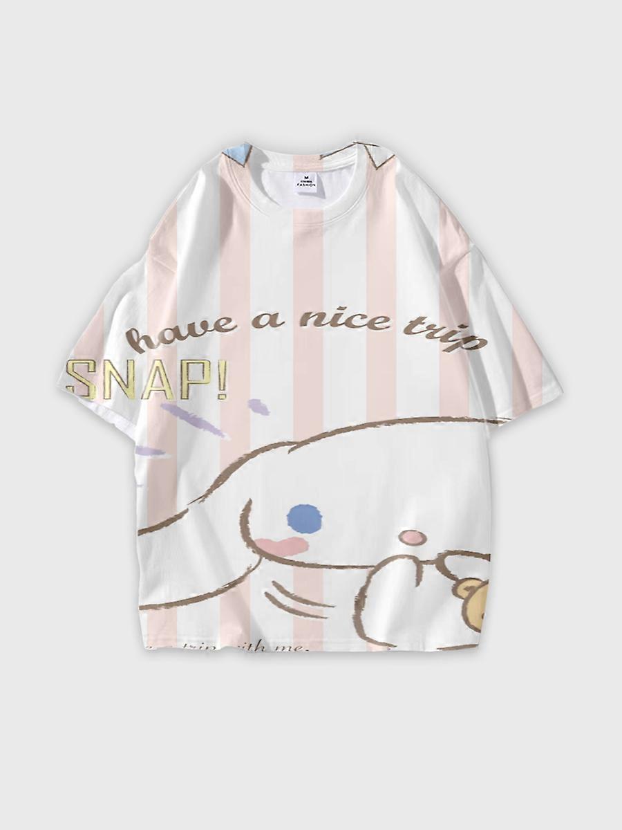 T-shirt round neck Cartoon Pattern loose short sleeve E1320