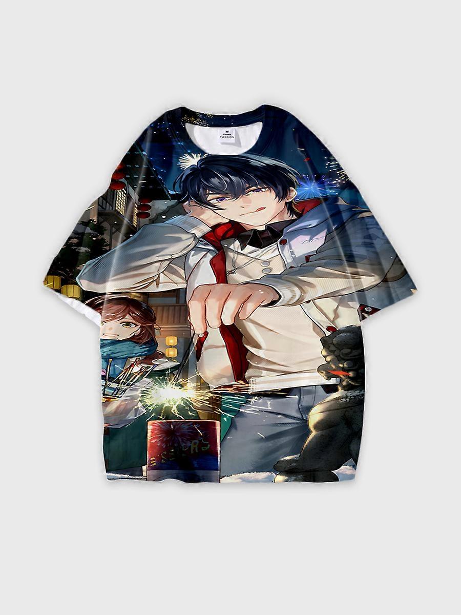 T-shirt round neck Role Pattern loose short sleeve E3202