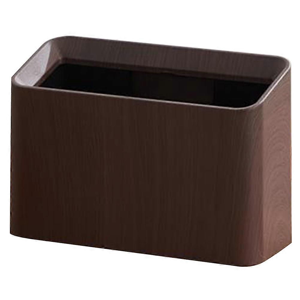 Light Brown Retro Trash Can for Home Use Compact Iron and Plastic Desktop Waste Bin 9.5 x 7.5 x 7.5 Inches