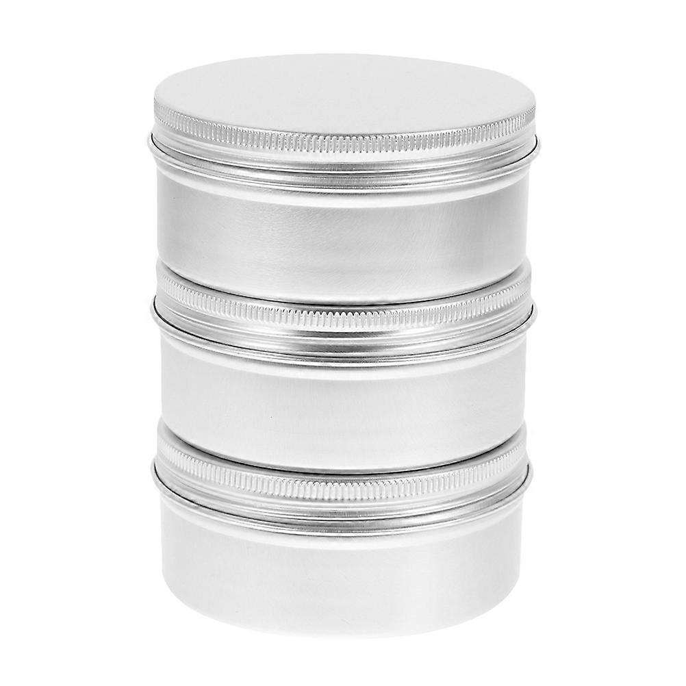 Mini Aluminum Box with Lid for Home Storage Solutions Silver 3pcs Small Round Containers