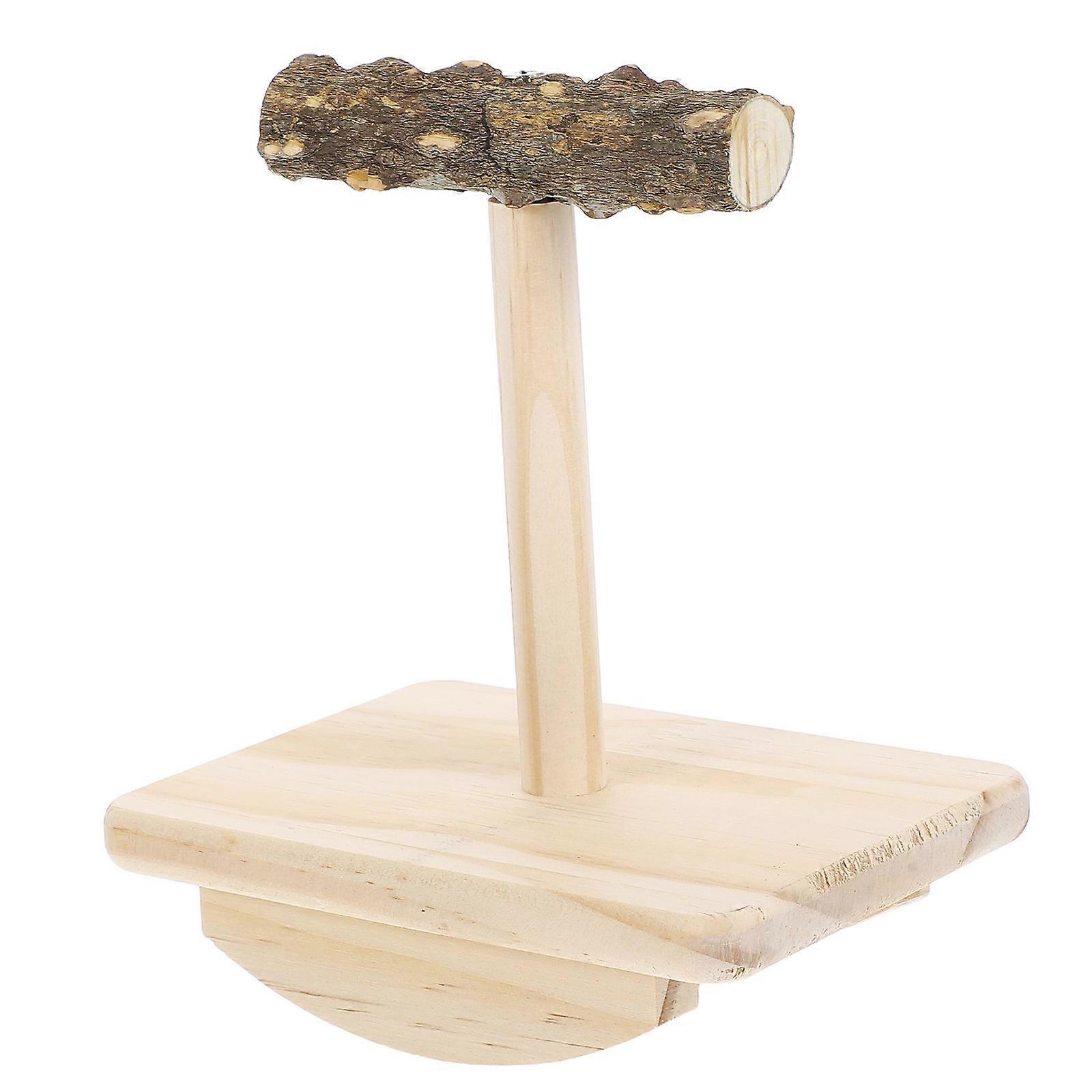 Khaki Wood Parrot Standing Pole for Cockatiels Lovebirds Safe Smooth Surface Rocking Structure 1