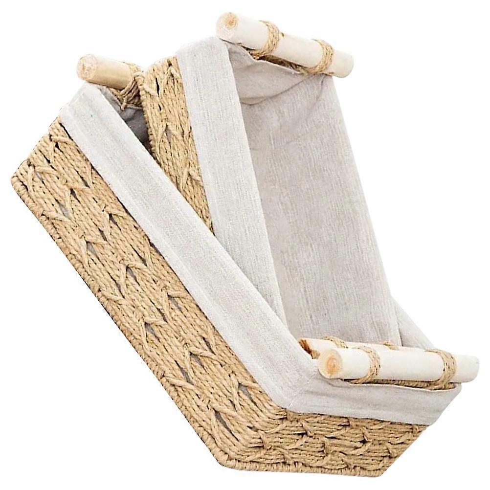 Woven Storage Basket with Iron Frame for Home Multi Color Container 2pcs