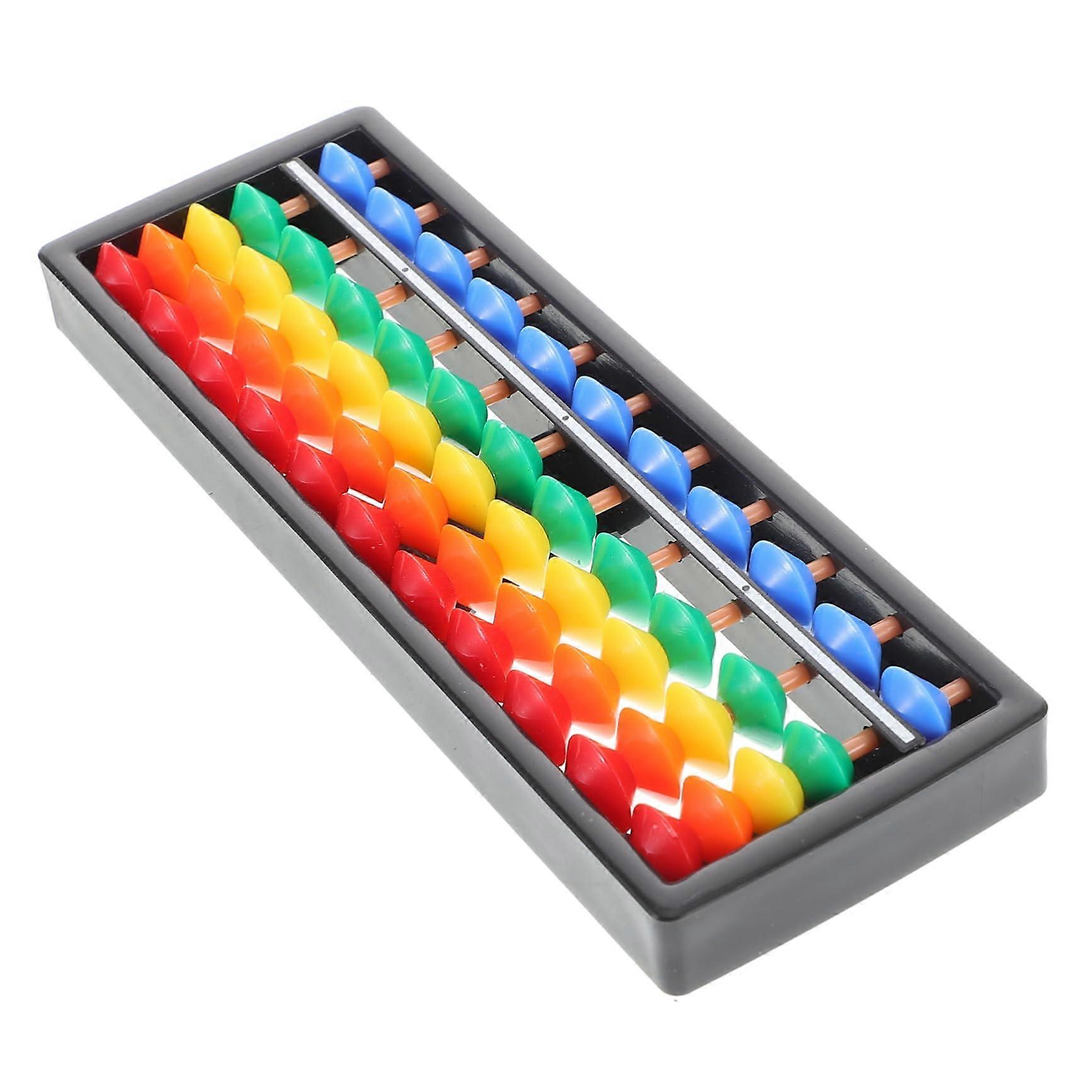 5 Colour Retro Abacus Beads 18x6x1.5CM Plastic Desktop Maths Calculator Tool Small Abacus No Button Model