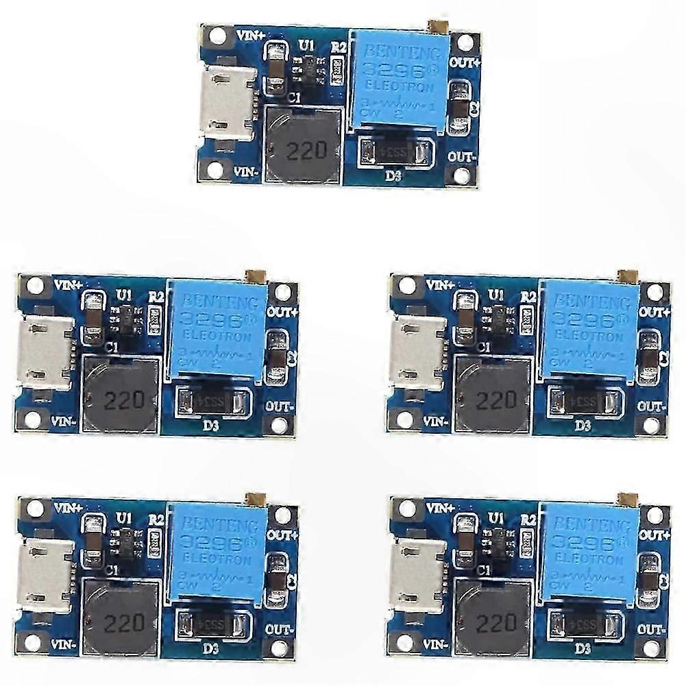 5Pcs DC-DC Step-Up Boost Converter Module with Micro-USB Input
