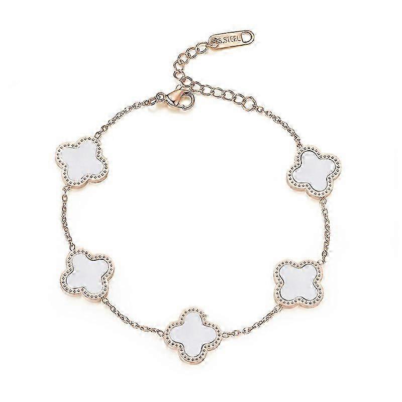 Bracelet Rose Gold White Five Leaf Bracelet
