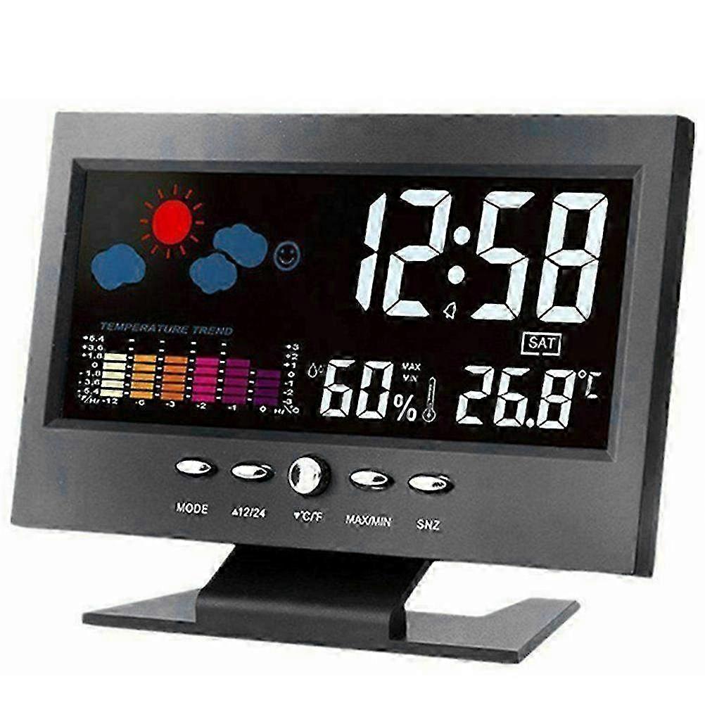 Intelligent Digital Weather Clock with Large Screen - Wireless Temperature & Humidity Meter, Alarm & Calendar Functions