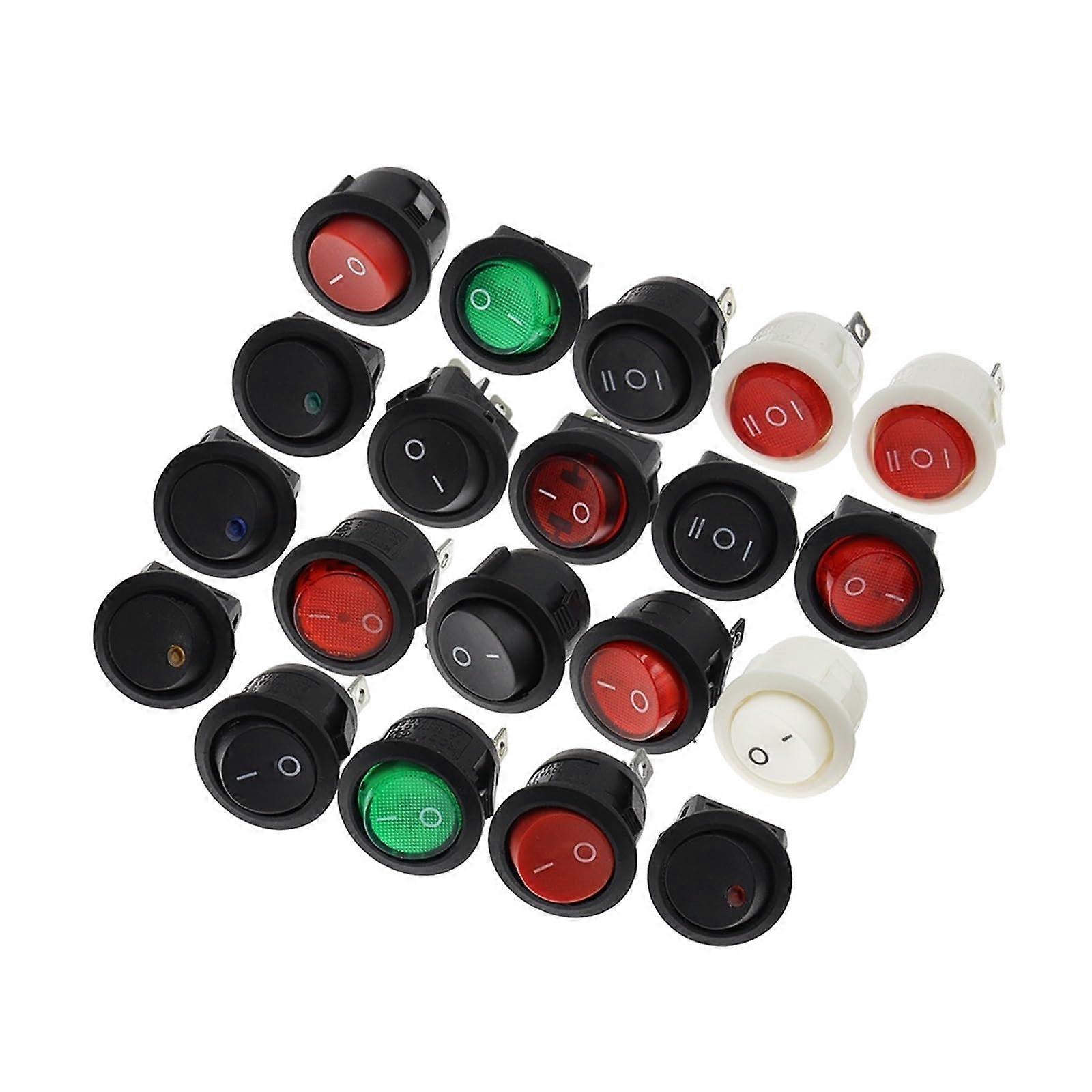 22 mm Round Red Black White ON/OFF Toggle Switch 6A 250VAC 10A 125VAC with Plastic Push Button Cap, Ivory Color, 5PCS