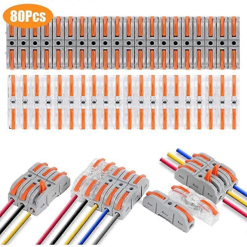 80 PCS Quick Connect Terminals 1-Wire 2-Input, Quick Electrical Terminals, Cable Wire Connector Can Be Freely Combined