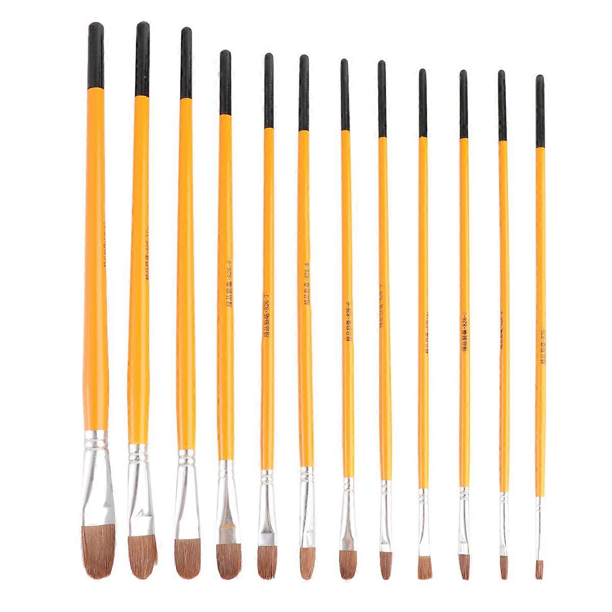 12Pcs Professional Painting Brush Set for Fine Details and Large Areas Assorted Color Safe for Kids