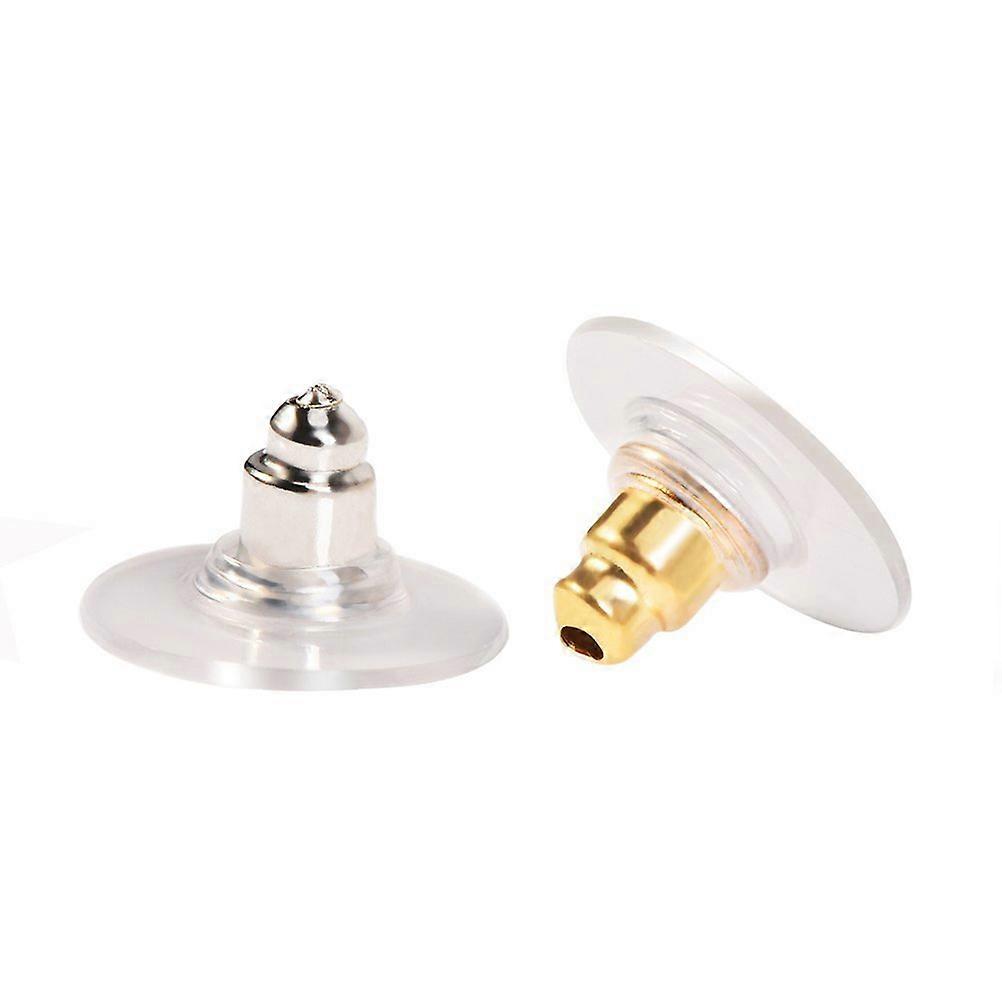 100pcs Clutch Earring Backs with Pad Earring Safety Backs (Silver Gold)