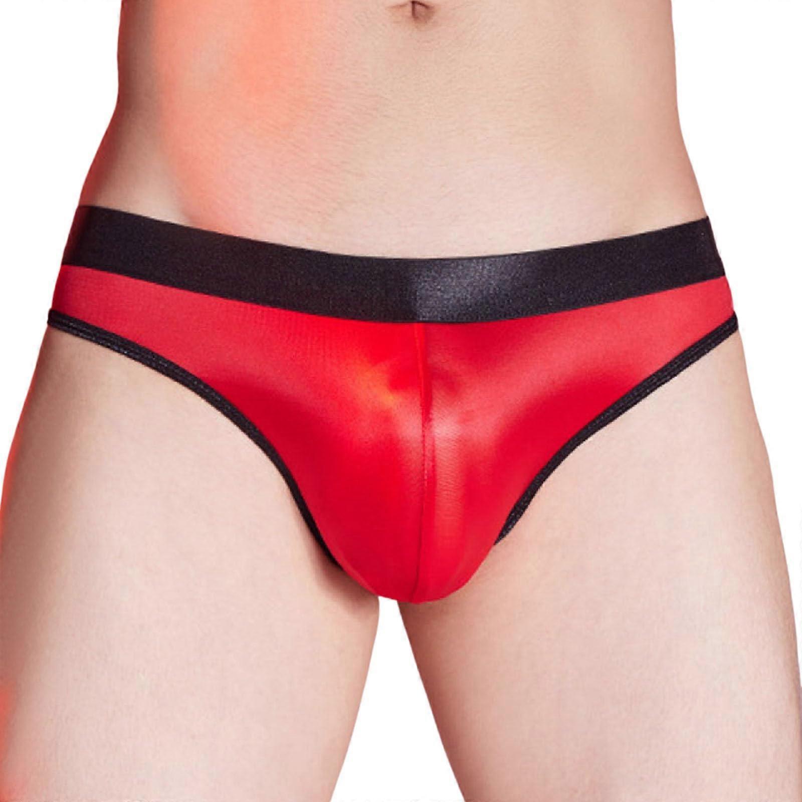 Mens Sheer Lace Thong With Garter Straps Underwear Set Red One Size Red-2