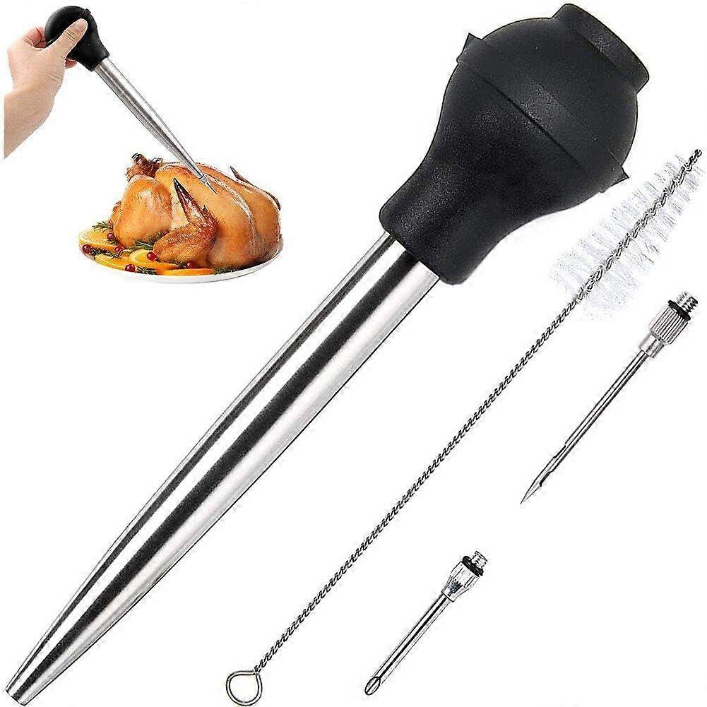 Stainless Steel Turkey Pourer with Silicone Suction Flask, Large Pipette for Cooking, Baking, and Roasting