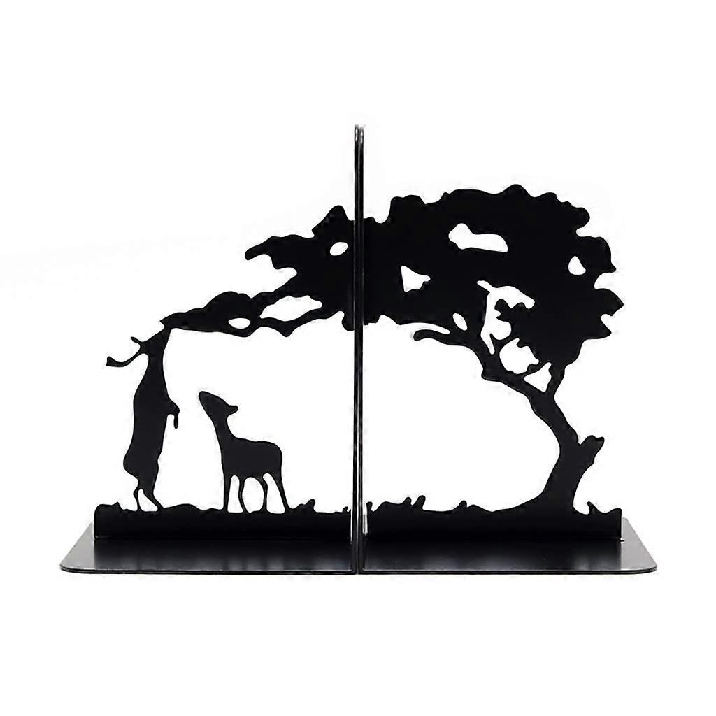 Library Bookends Metal, Art Book Support, Retro, NonSlip, Shelf Stoppers (Color: C)