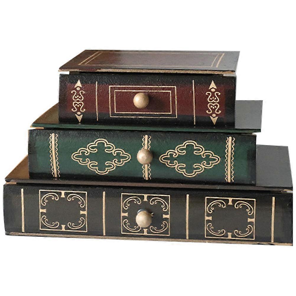 Retro Book Style Jewelry Organizer Box with Multi Compartment Storage for Home Decor, Entryway, and Key Organization