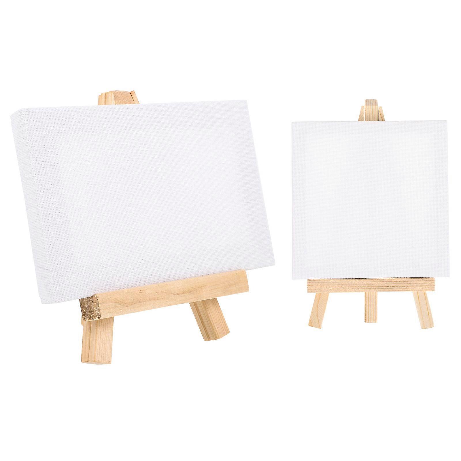 2 Sets of Crafted DIY Mini Canvases Multi-function Wooden Easels for Daily Use Beige Color