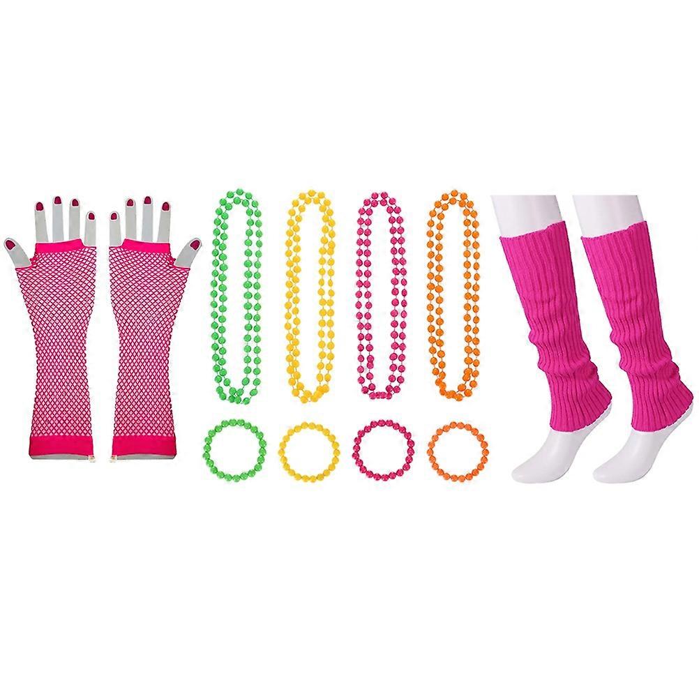 80'S Neon Fishnet Gloves Costume Accessories for 80'S Size Fits Most 1 Set