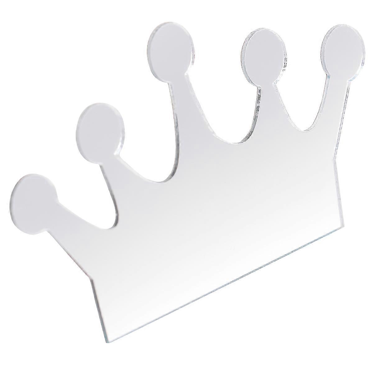 Self Adhesive Wall Stickers 3D Mirror Effect Crown Shape Decorative Silver 18Pcs For Home Decoration
