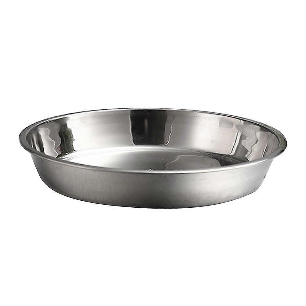 Stainless Steel Non Magnetic Flat Round Dish for Cakes and Fruits, Portable Baking Pan for Indoor and Outdoor Use with Sleek Design for Easy Storage