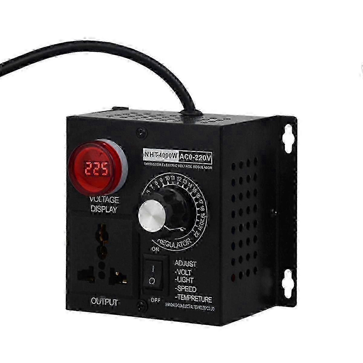 4000W Voltage Regulator Portable Speed Adjustable Voltage Regulator Compact Variable Voltage Controller EU Plug Walkbee 4595 B