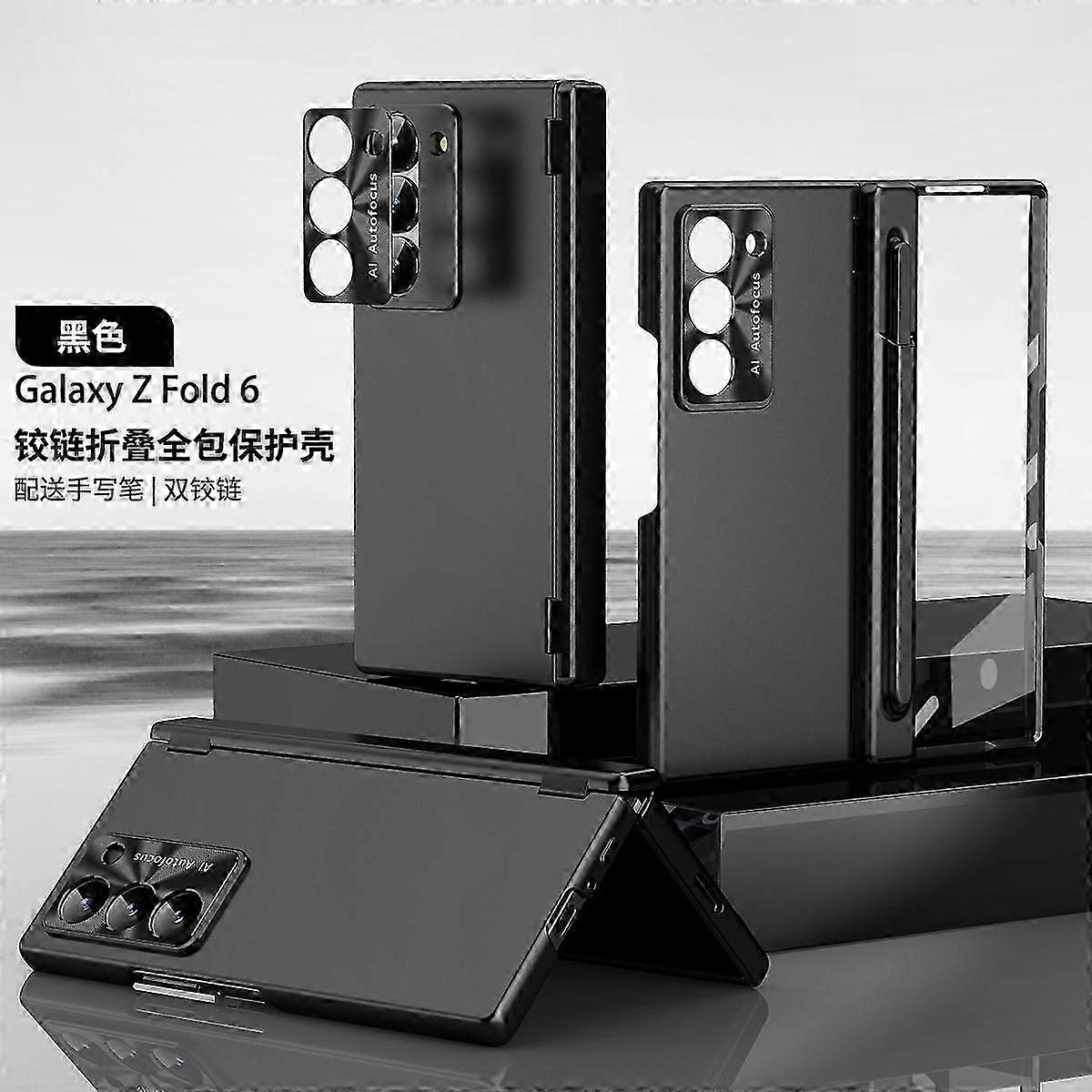 Full Protection Phone Case with S Pen Holder for Galaxy Z Fold 6, Built-in Screen Protector & Hard PC Cover