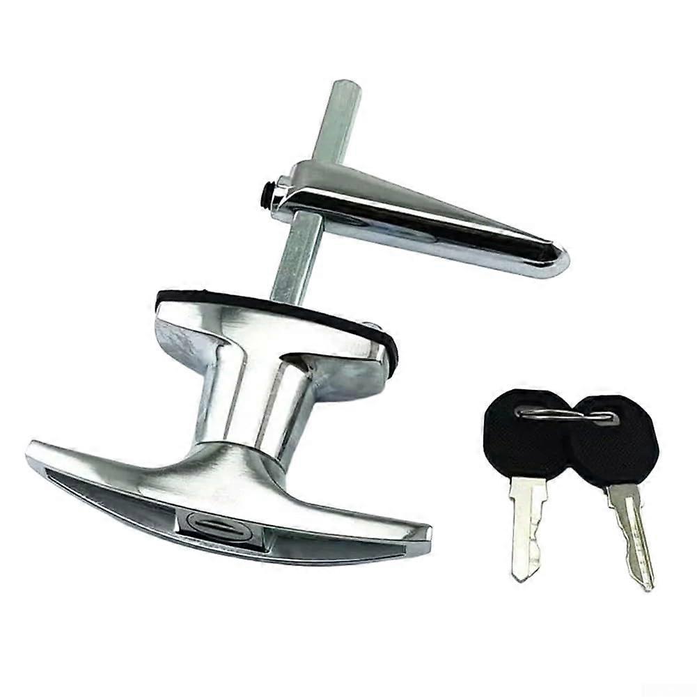 Thandle lock made of zinc alloy for trucks, campers, camper shells, and canopies with easy installation and rustresistant surface (B).