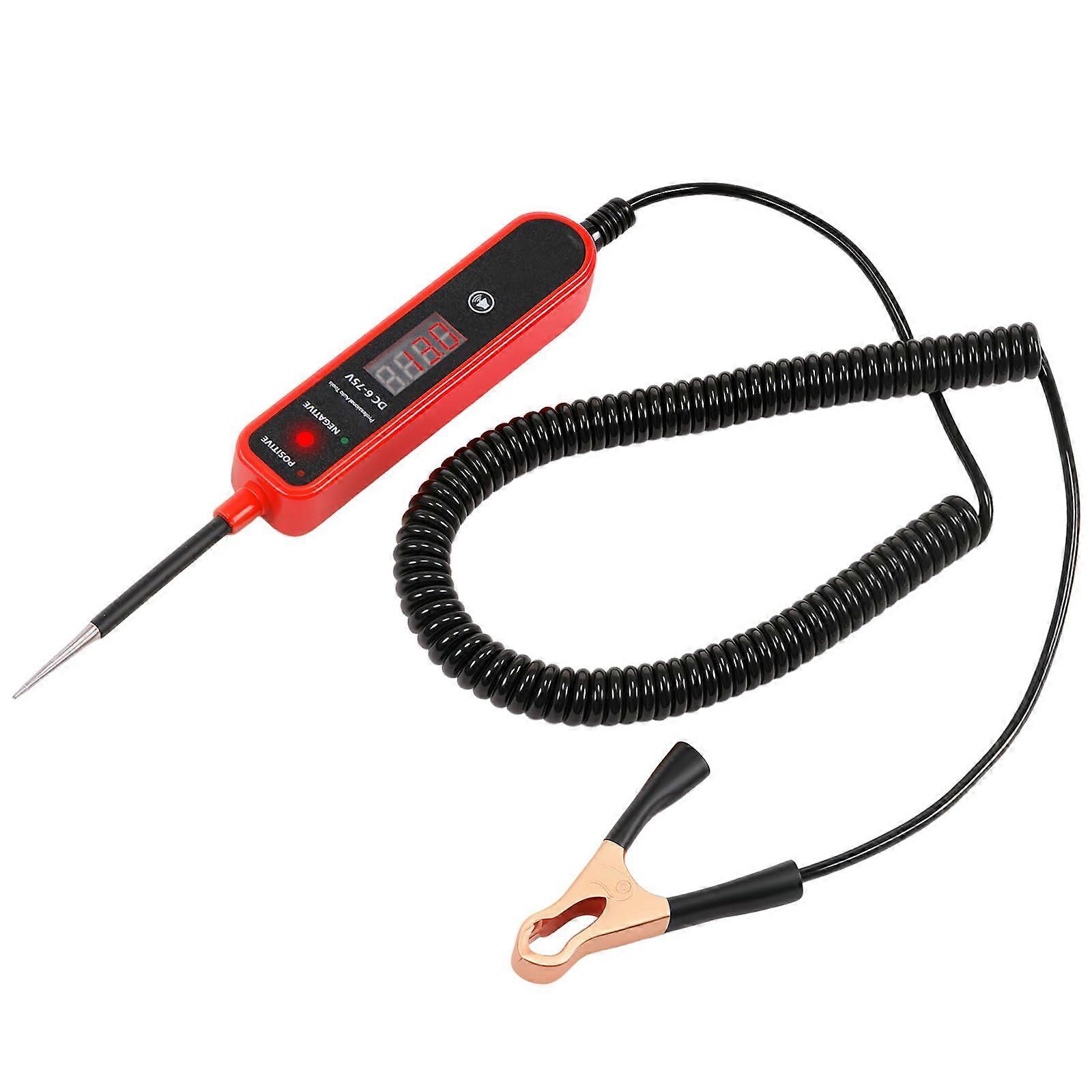 Automotive Electrical Tester 4-60VDC Digital Display Car Circuit Tester for Auto Repair, Vehicle Fuse Finder, Red