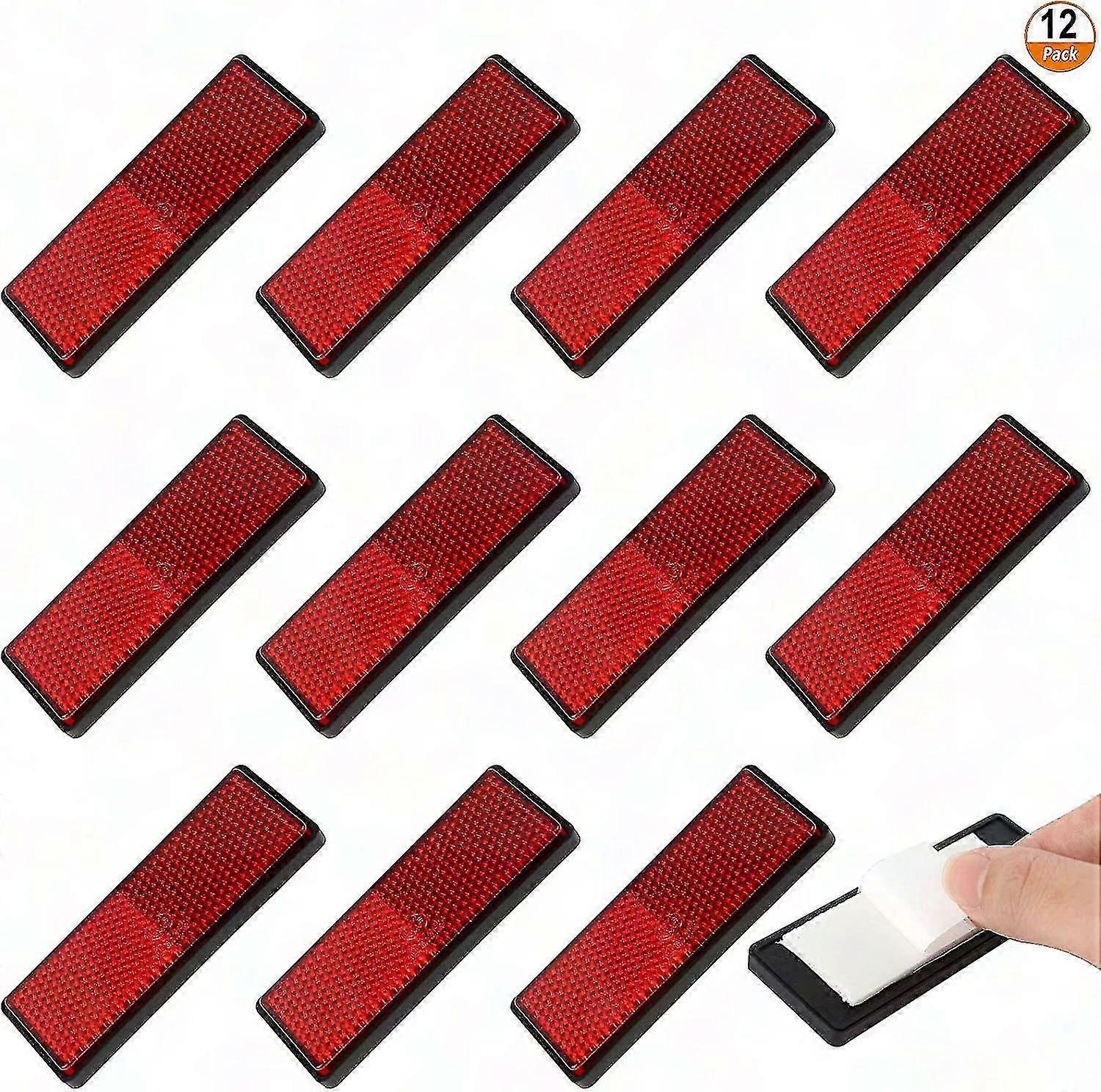 12Pcs Self-Adhesive Rectangular Safety Reflectors for RV Caravan Trailer Warning Signs