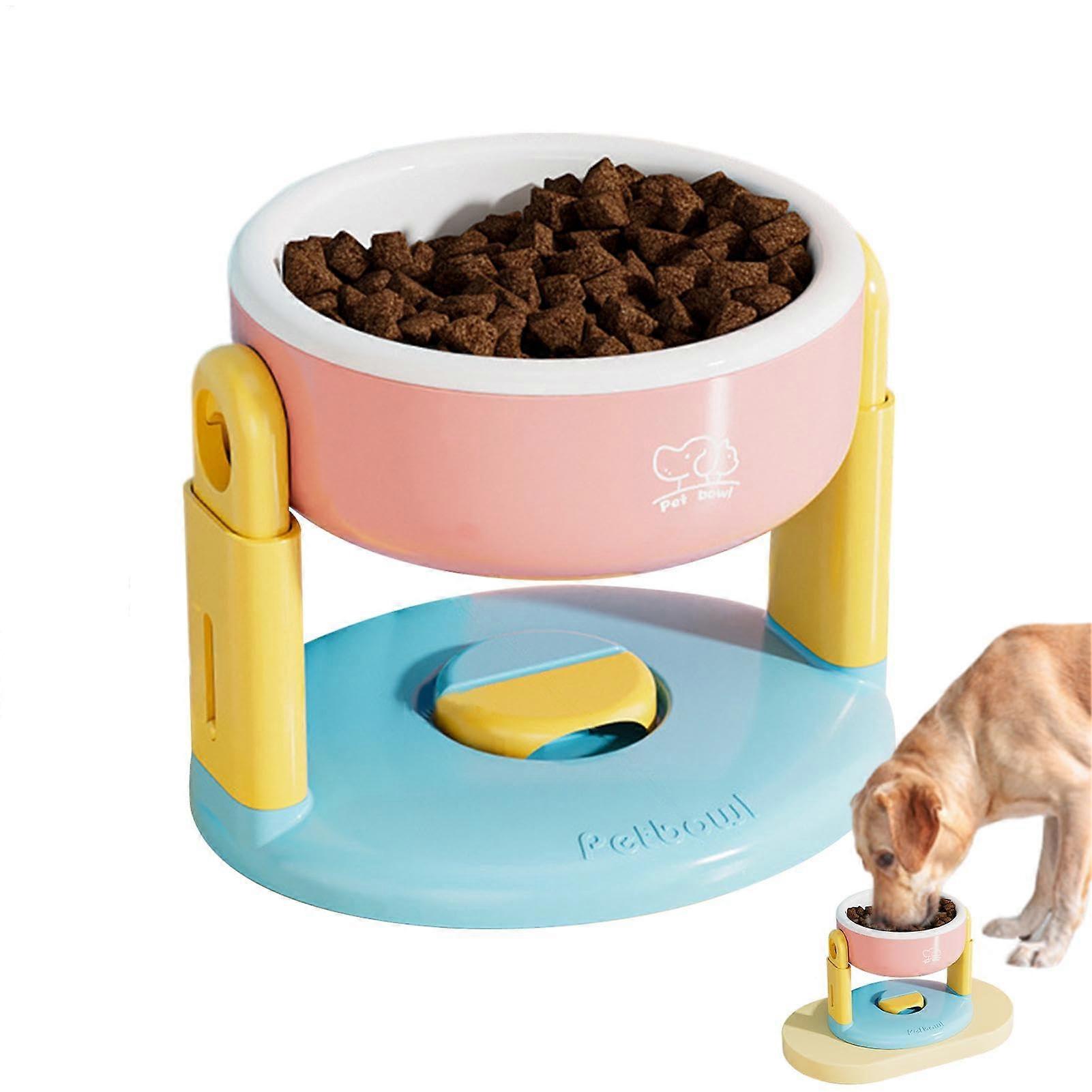 Elevated Cat Bowls Whisker Friendly, Raised Food And Water Bowls, Tilted Design, Adjustable Height, Suction Cup, Pink