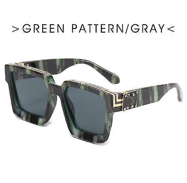 2023 Summer Men's Fashion Trend Large Frame Sunglasses Green Spotte...