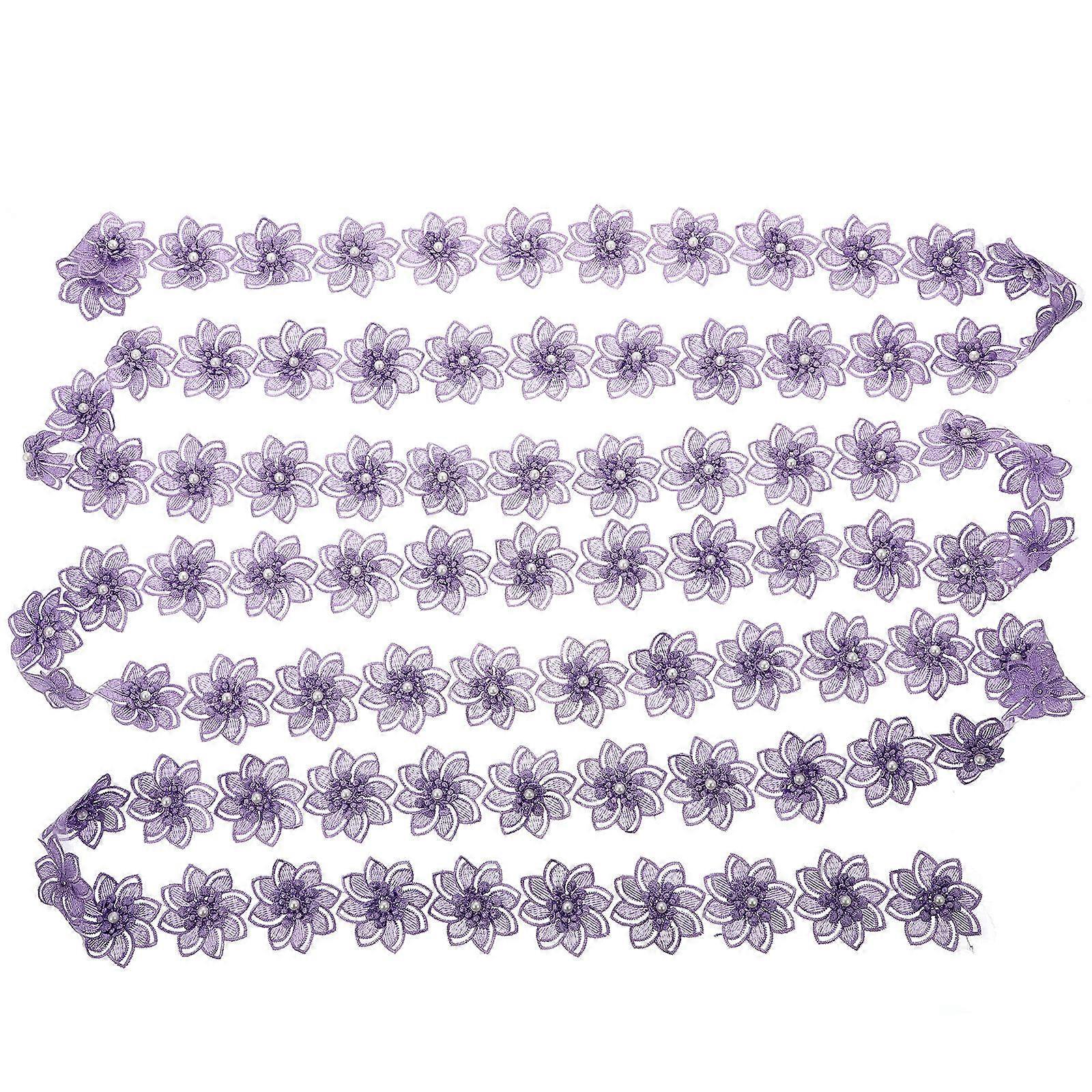 Vintage Embroidered Ribbon Lace Trim for Gift Wrapping Purple Polyester Material Decorative 1Pack