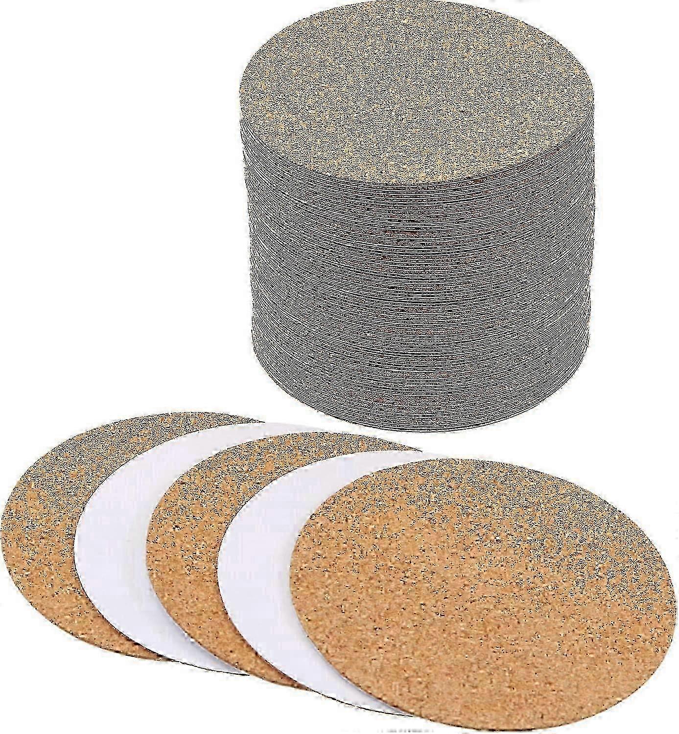 100pcs Self-Adhesive Round Cork Coasters with Cork Backing Sheets for Drinks and Hot Beverages