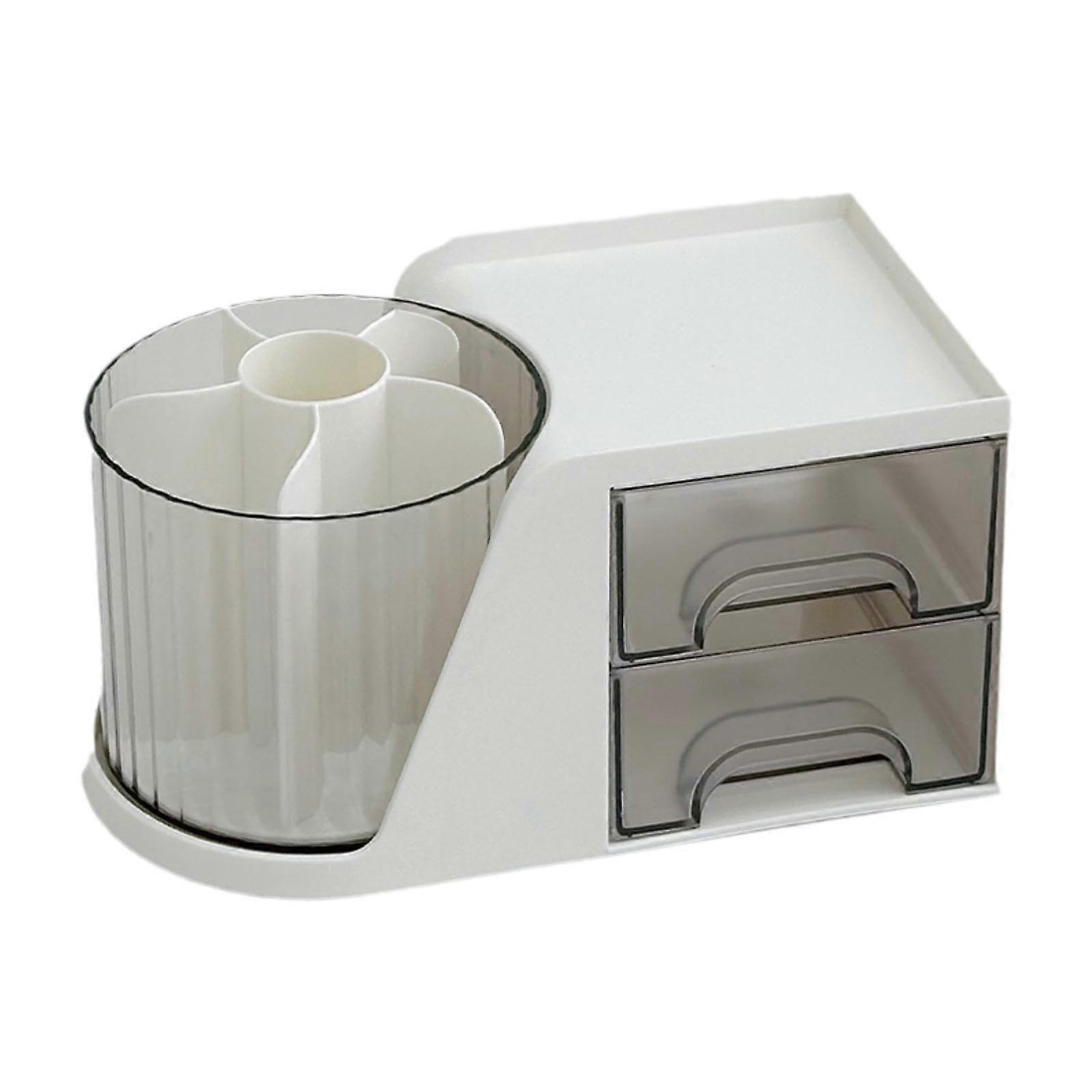 Rotating Desk Organizer for Stationery and Cosmetics, Large Storage Box for Makeup and Office Supplies, Stylish Design