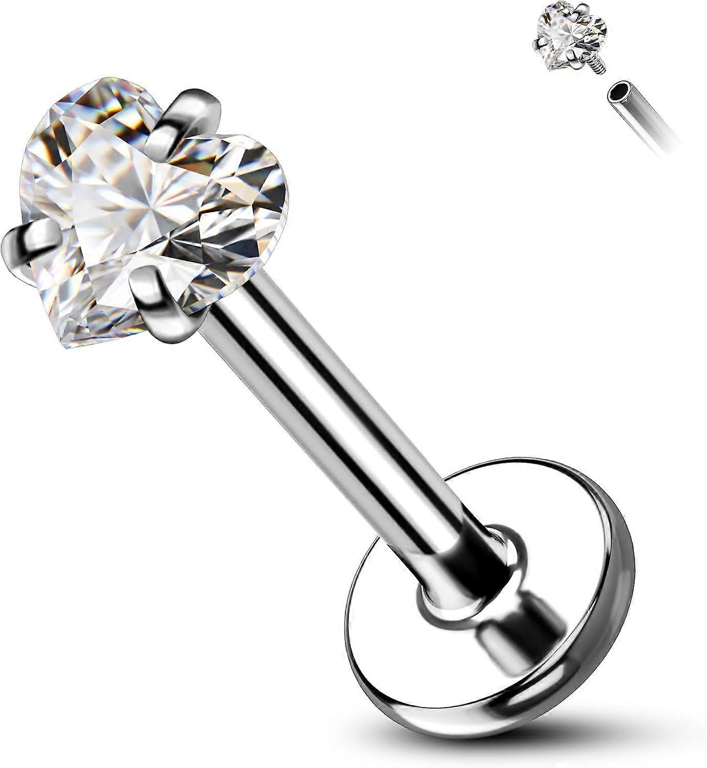 Minimalist G23 Solid Titanium Cartilage Earrings Stud 16G Clear CZ Helix Tragus