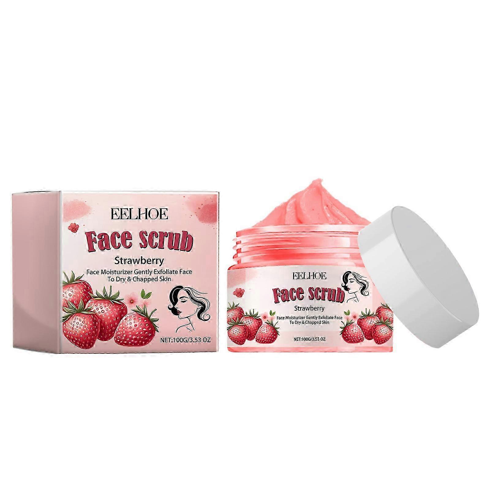 EELHOE Strawberry Exfoliating Facial Scrub Softens Keratin, Smooth and Delicate Skin, Moisturizing, Moisturizing and Shining