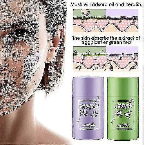 Green Tea Mask Stick 2-Pack - Deep Cleansing, Blackhead Removing Face Mask for All Skin Types with Oil Control and Pore Minimizing Effects