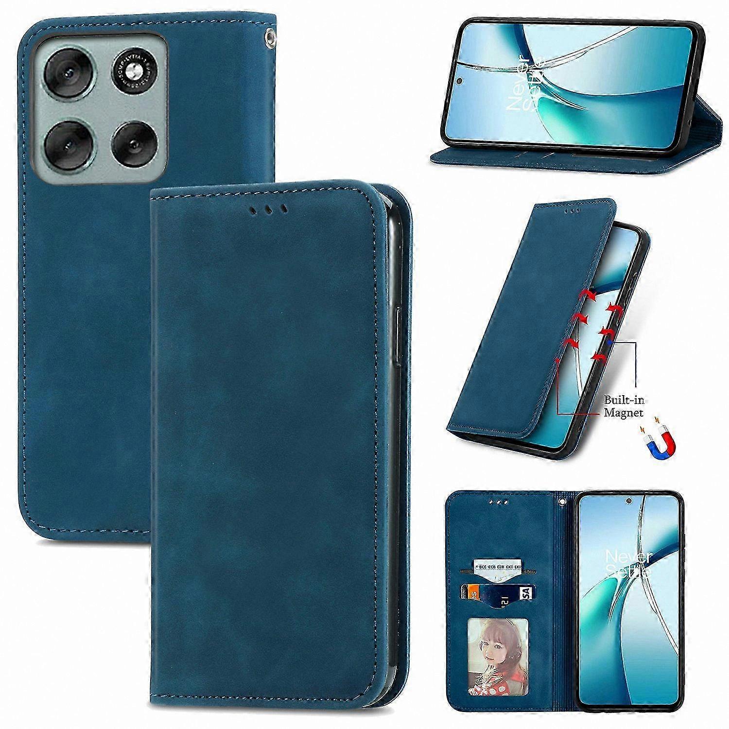 Leather Phone Case with Card Holder and Magnetic Closure for 5G Smartphones