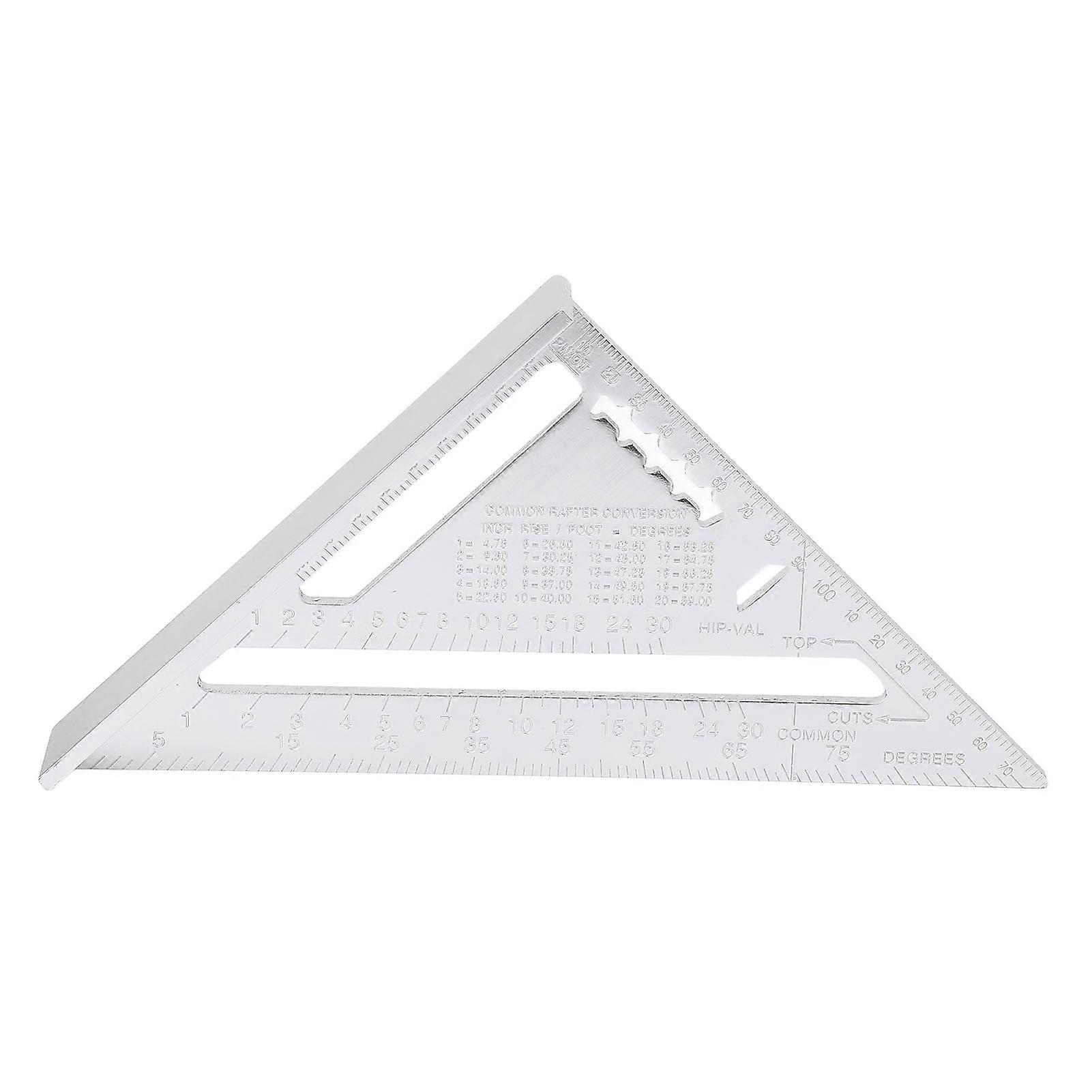 Aluminum Alloy Carpentry Triangle Ruler Protractor Silver 235g