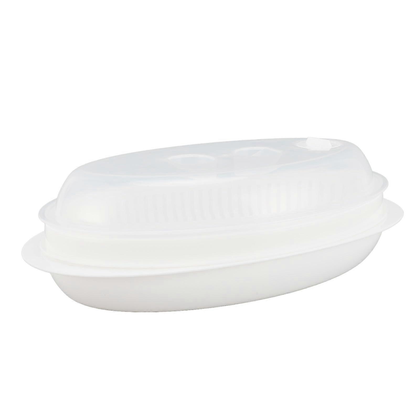 Microwave Steamed Fish Plate Safe Food Grade PP Fish Steaming Container with Convenient Cover for Kitchen Use
