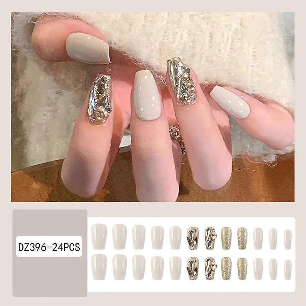 24PCS STILETTO STYLE FAKE NAILS - EASY TO USE, NATURAL LOOKING, PROFESSIONAL DESIGN FOR WEDDINGS, PARTIES, & MORE
