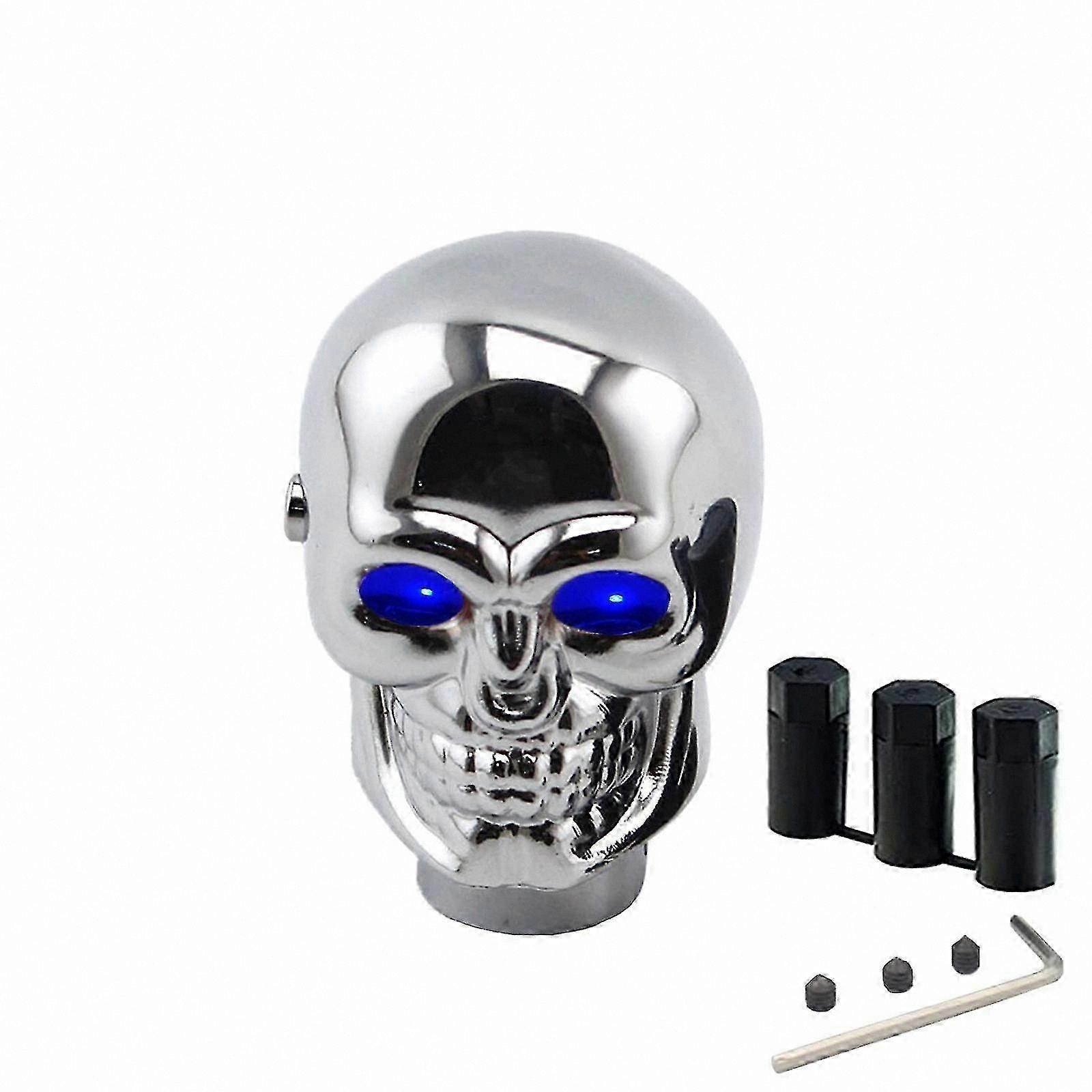 Halloween Skull Gear Shift Knob with Light, Fits Automatic Transmissions, Metal Ghost Head Design for Car Interior Decoration
