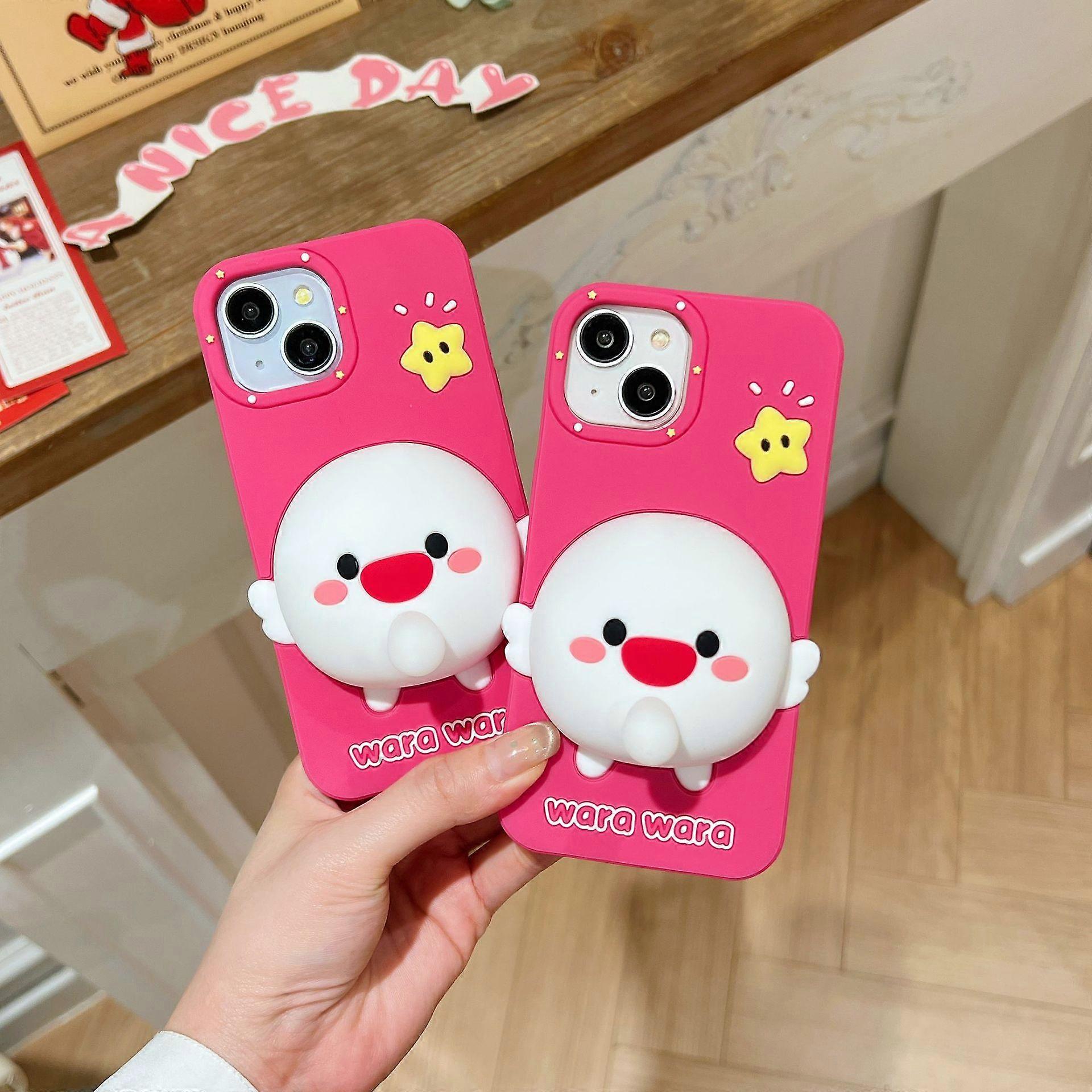 Suitable for iPhone12/13/14/15 mobile phone case funny capybara blowing bubbles cartoon protective cover soft silicone anti-fall protective case