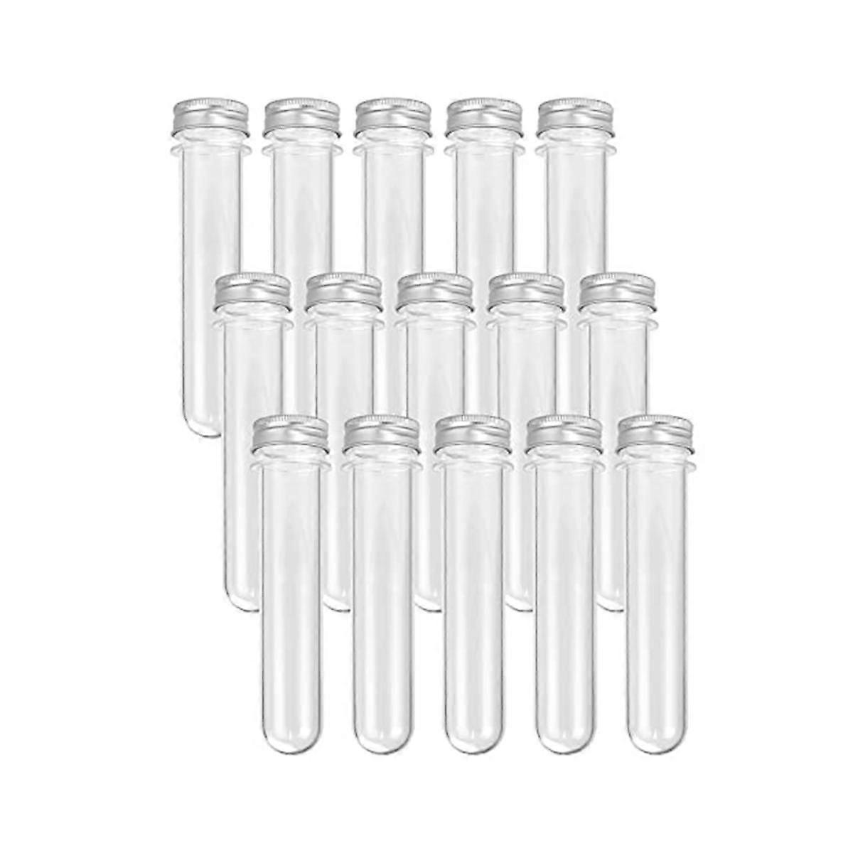 Provette in plastica trasparente da 15 pezzi da 100 ml con tappi a vite e 1 spazzola per la pulizia - Tubi di caramelle per gomme