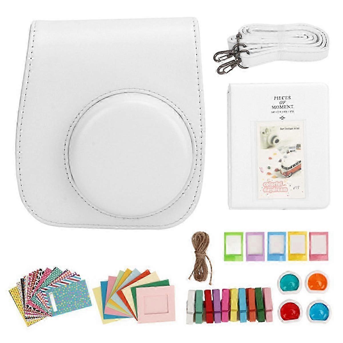 Protective Camera Bag with Album Filters & Frames for Mini 12 PU Case and Stickers in WHITE