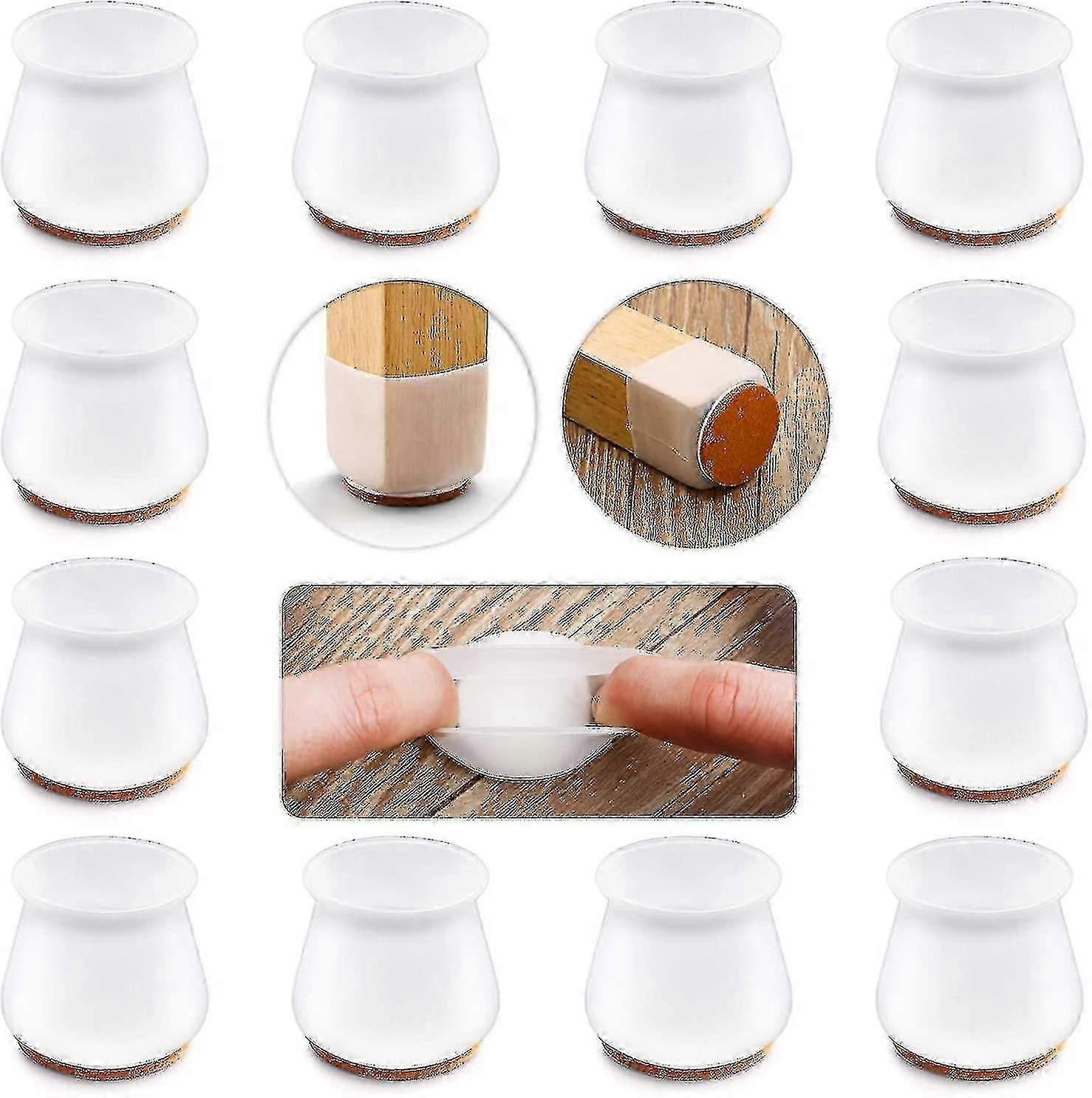 Upgraded Silicone Chair Leg Protectors With Felt For Hardwood Floors-12pcs-