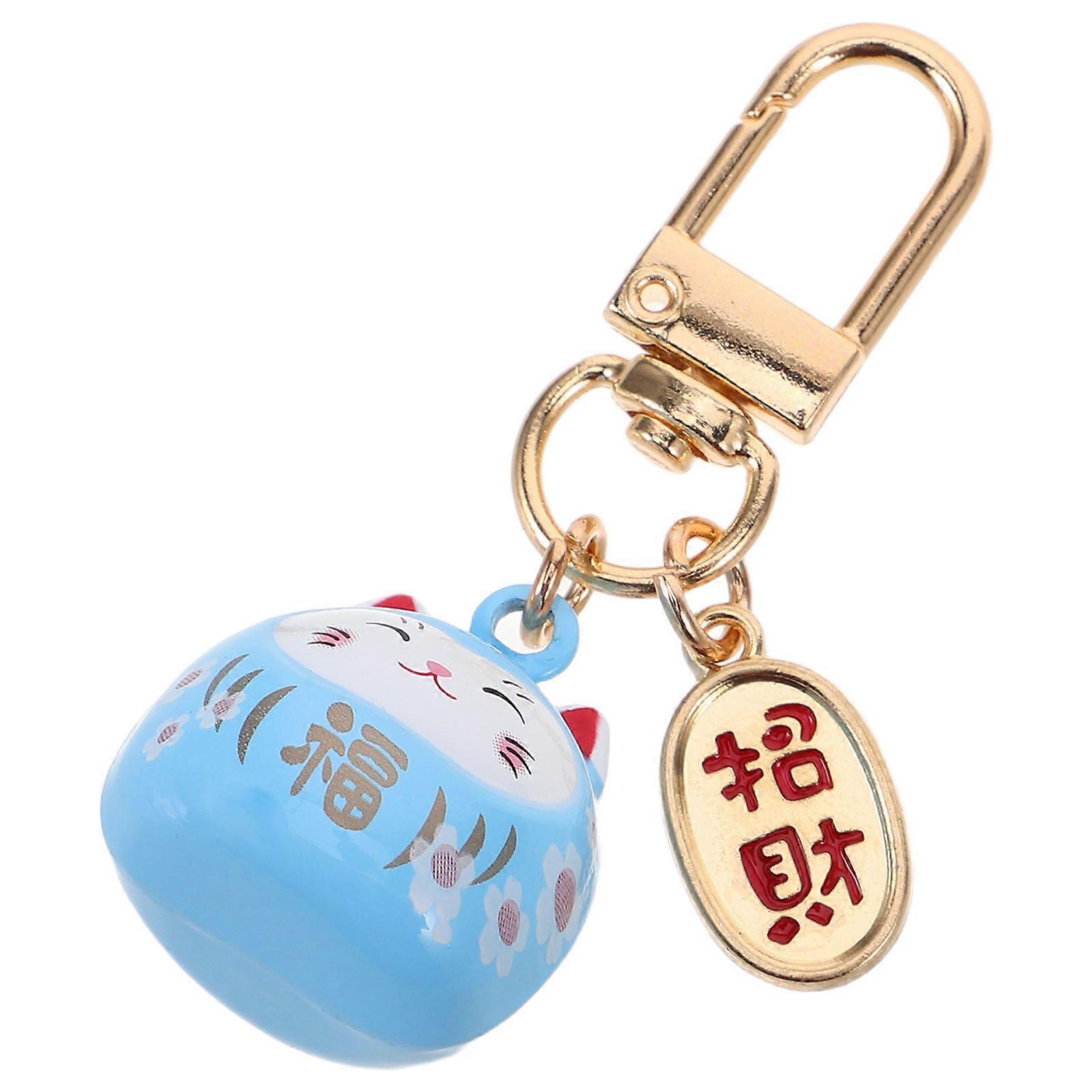 5Pcs Keychain Pendant with Bell for Key Holding Sky-Blue Metal Charm