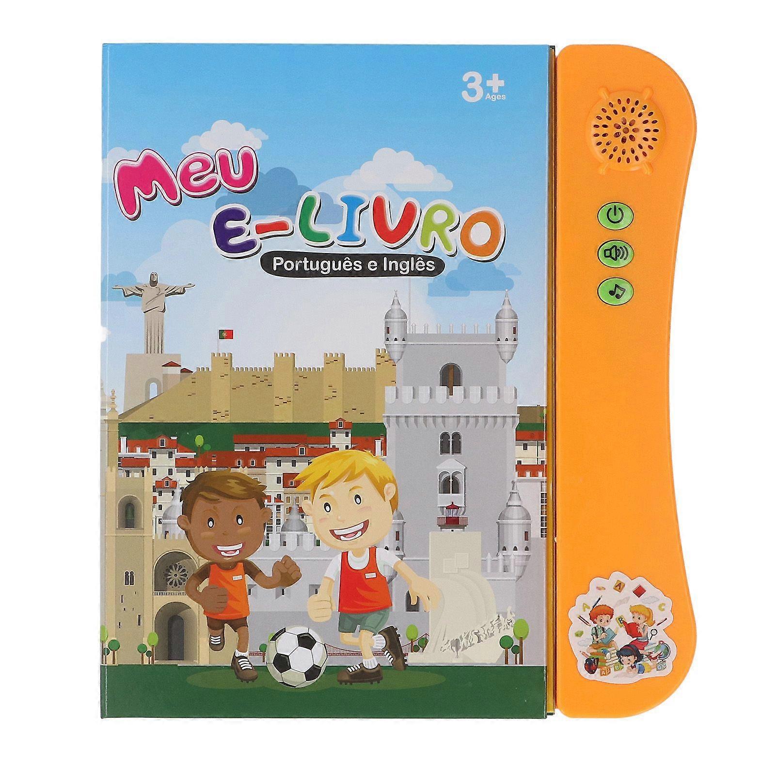 Portuguese English Sound Book for Bilingual Children Alphabet Numbers Animals Fruits Vegetables Educational Sound Reading Book Orange