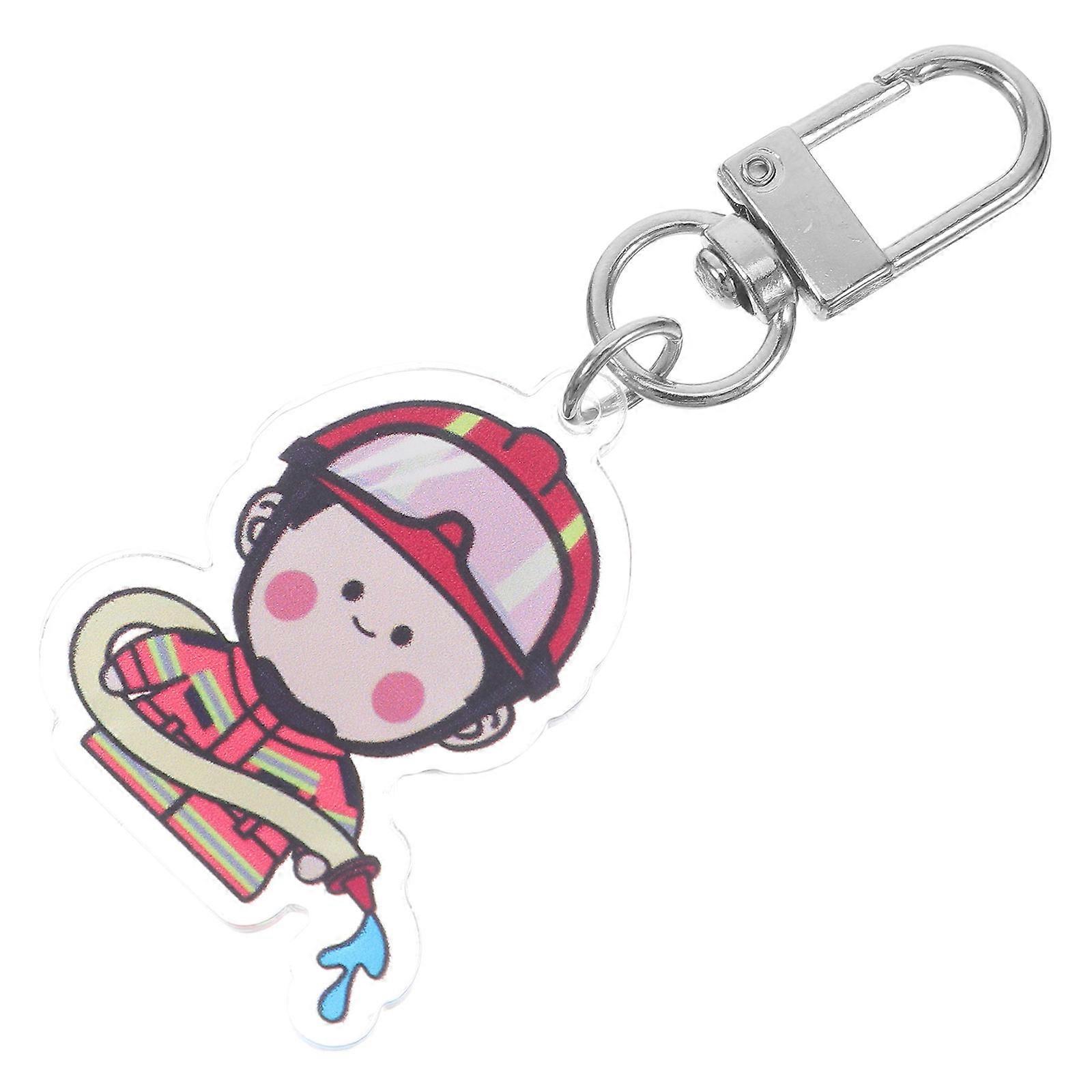 Firefighter Keychain Cartoon Fireman Wallet Pendant for Car Keys 4Pcs