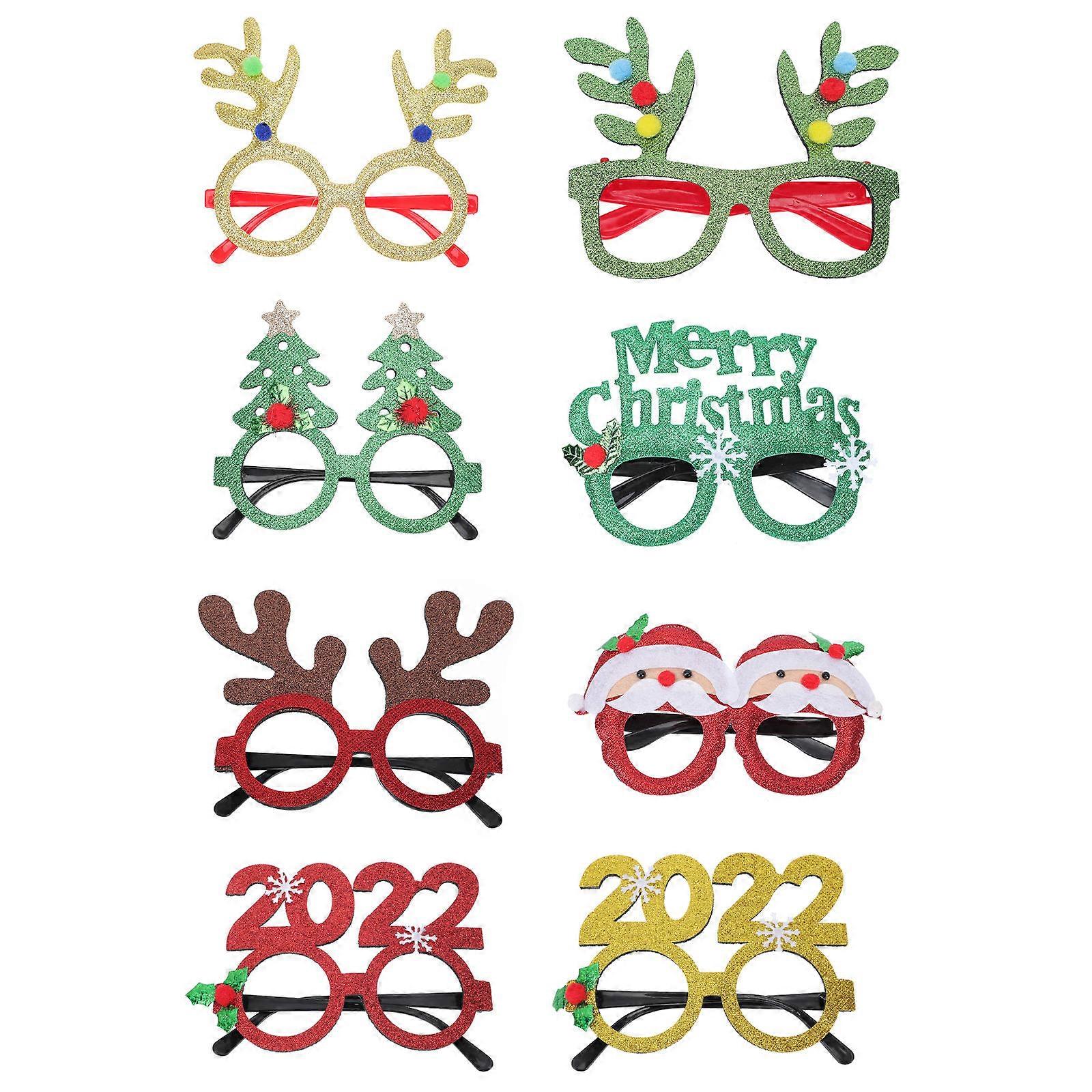 Funny Glasses Partygoers Decorative Eyewear Assorted Color 14x12cm New Year Party 8Pcs