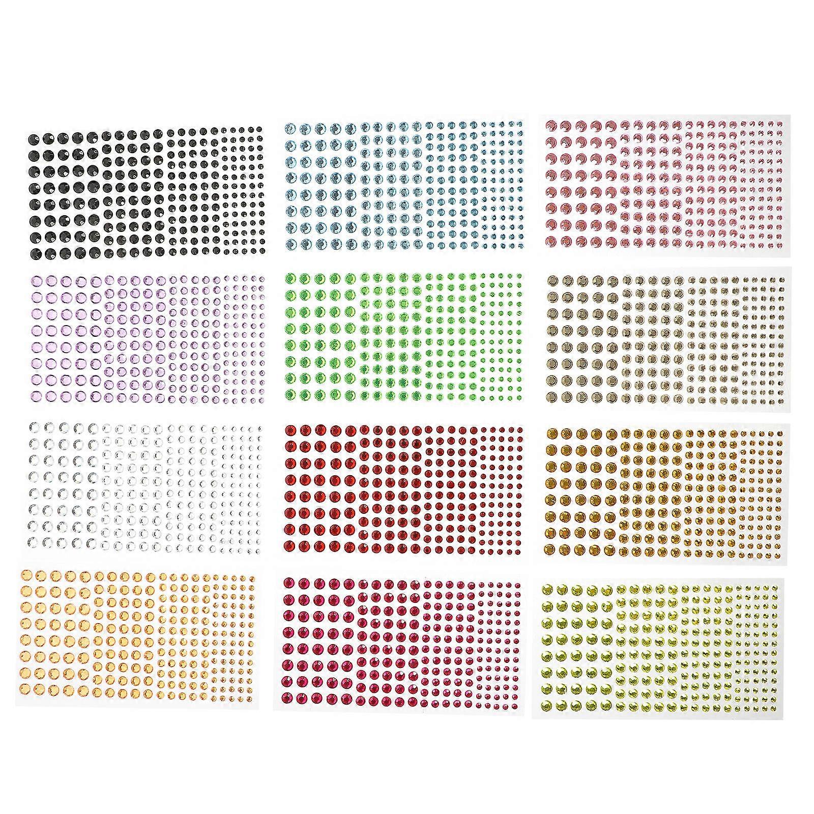 Diamond Stickers Acrylic Face Jewels for Crafting 12 Sheets Face Gems
