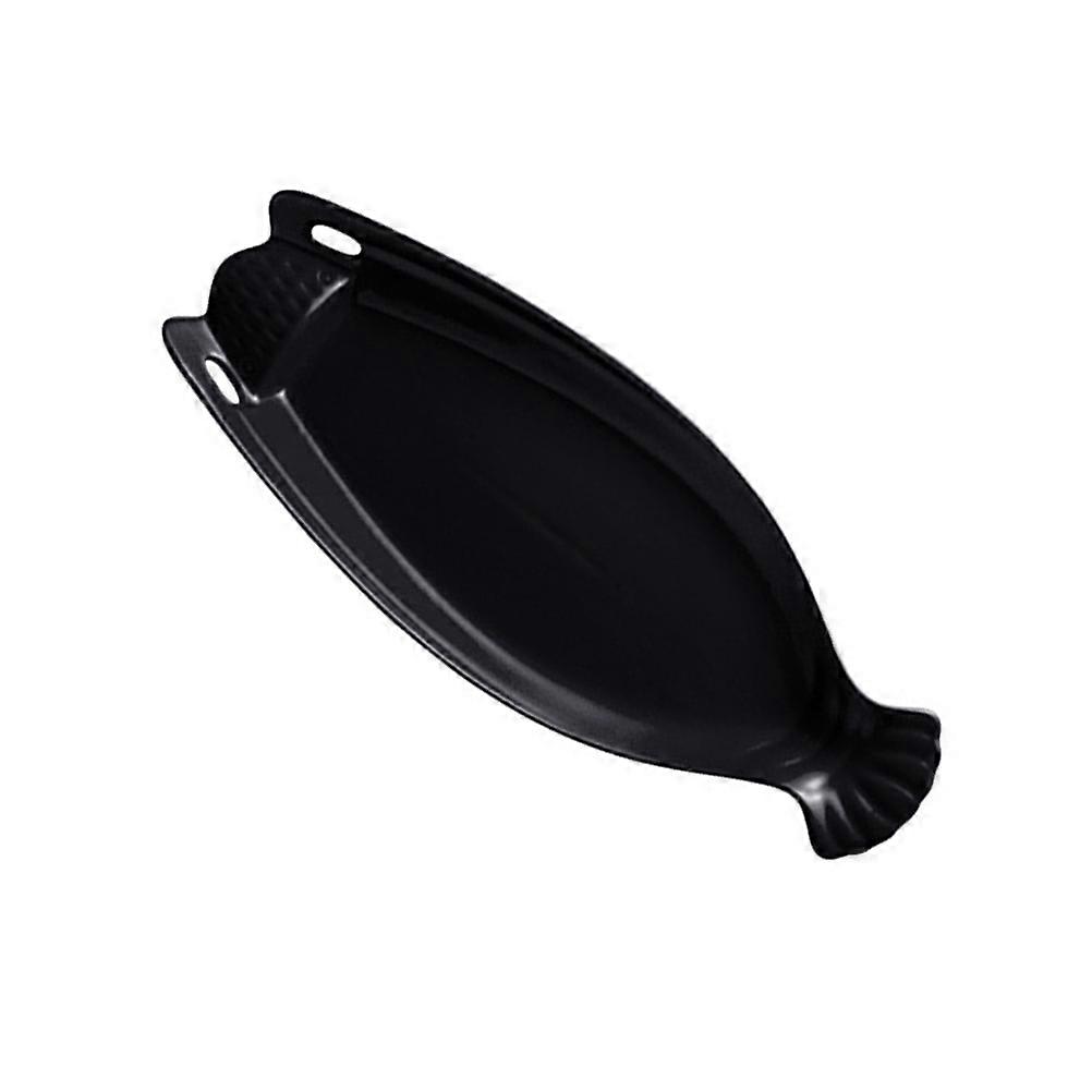 Snack Serving Platter Fish Shaped Dishware for Restaurants Black Ceramic Serving 1Pc
